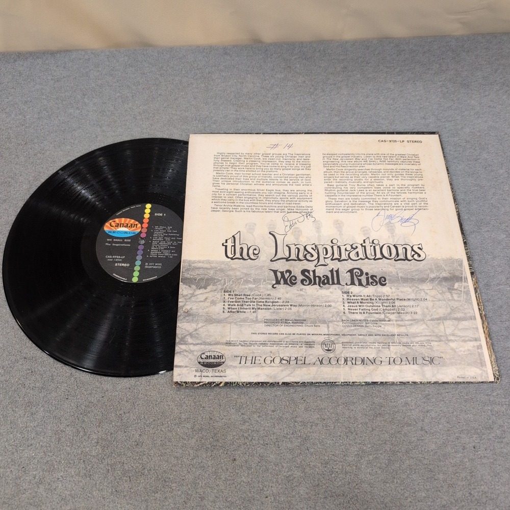 The Inspirations We Shall Rise Signed Vinyl LP Canaan Southern Gospel - Picture 2 of 4